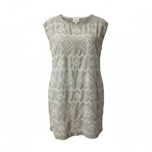 Aritzia Wilfred with Linen Blondelle Grey White Embroidered Mini Dress XXS Shift